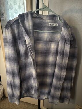 Hollister Men's Gray/Blue Plaid Flannel Jacket